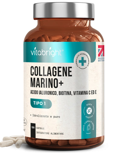 Collagene marino con vitamine per capelli, pelle e unghie