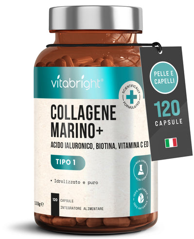 Collagene marino con vitamine per capelli, pelle e unghie
